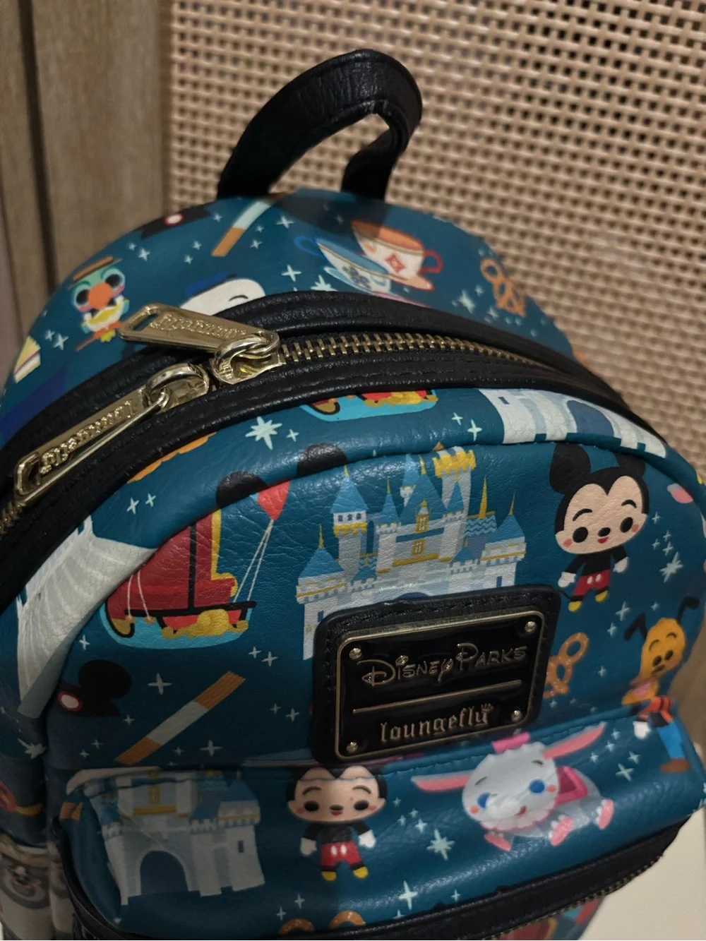 Disney Parks X Loungefly mini backpack teal Kingdom of Cute Chibi Icons